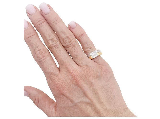 Autre Marque Anello due ori, diamanti baguette. - vista 7