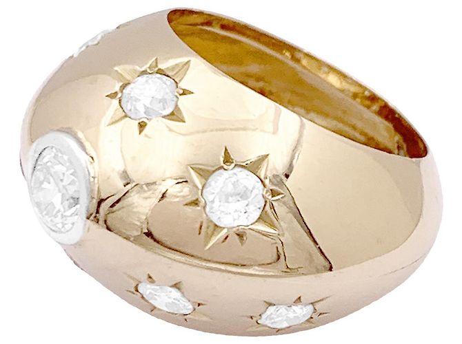 Autre Marque Anello bombato in oro rosa e diamanti. - vista 3