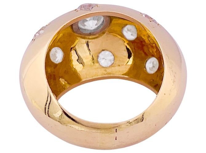 Autre Marque Anello bombato in oro rosa e diamanti. - vista 4