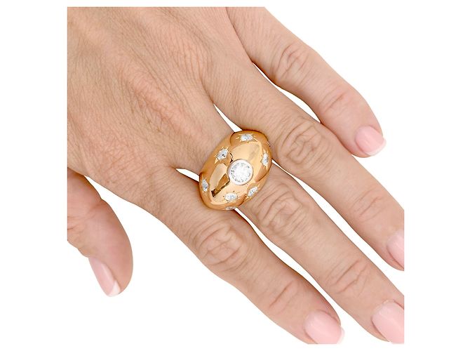 Autre Marque Anello bombato in oro rosa e diamanti. - vista 6