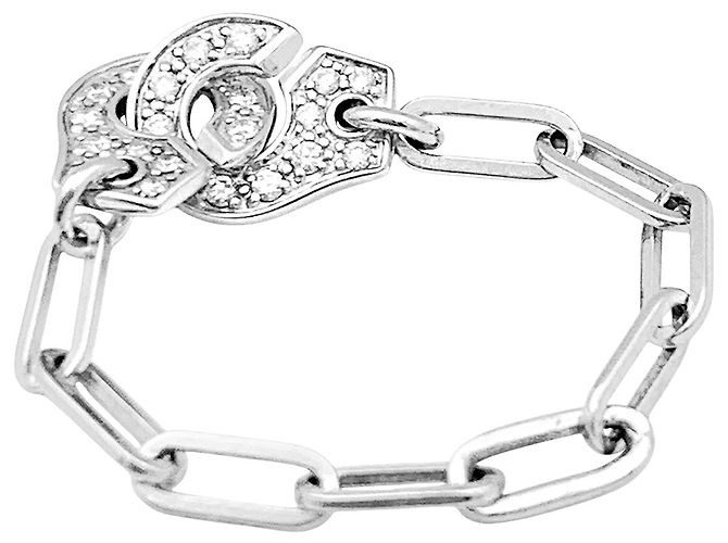 Anel Dinh Van, "Menottes R7.5", ouro branco, diamantes. - vista 2
