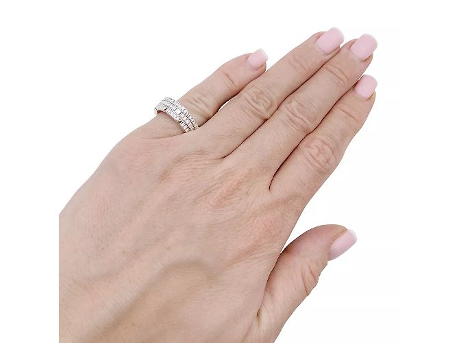 Anello Cartier in oro bianco, diamanti 'Tank Française'. - vista 4
