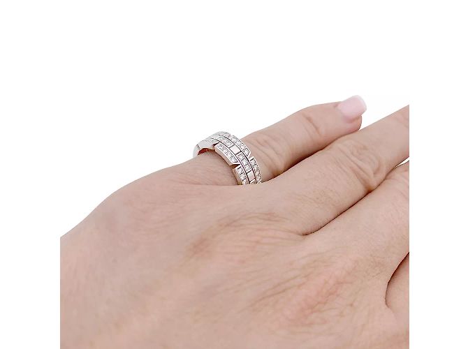 Anello Cartier in oro bianco, diamanti 'Tank Française'. - vista 5