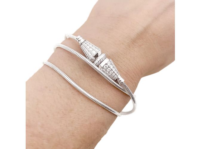 Bracciale Boucheron 'Jack de Boucheron' in oro bianco, diamanti. - vista 9