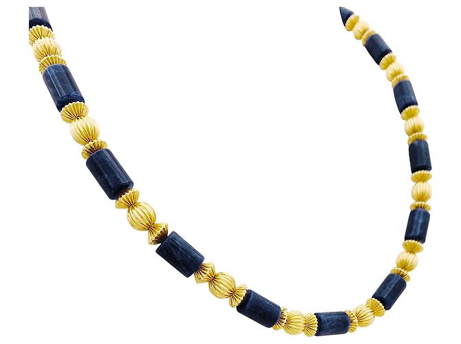 Collana Lalaounis, oro giallo, sodaliti. - vista 2
