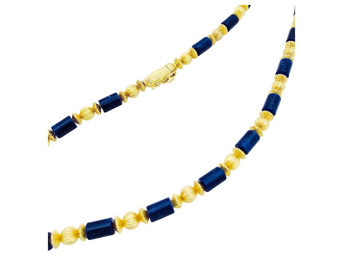 Collana Lalaounis, oro giallo, sodaliti. - vista 4