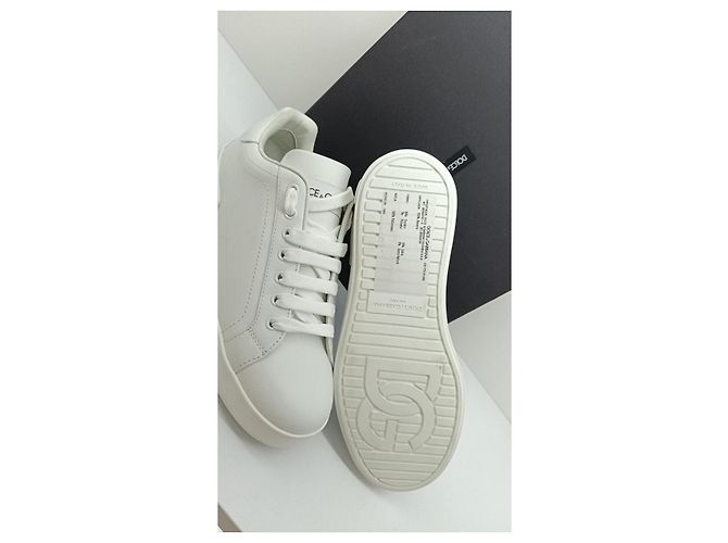 Sneakers Dolce & Gabbana Portofino in pelle bianca - vista 3