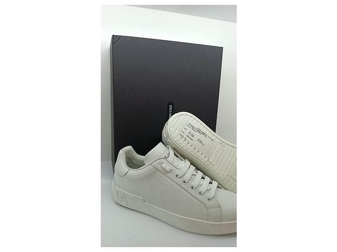 Sneakers Dolce & Gabbana Portofino in pelle bianca - vista 4
