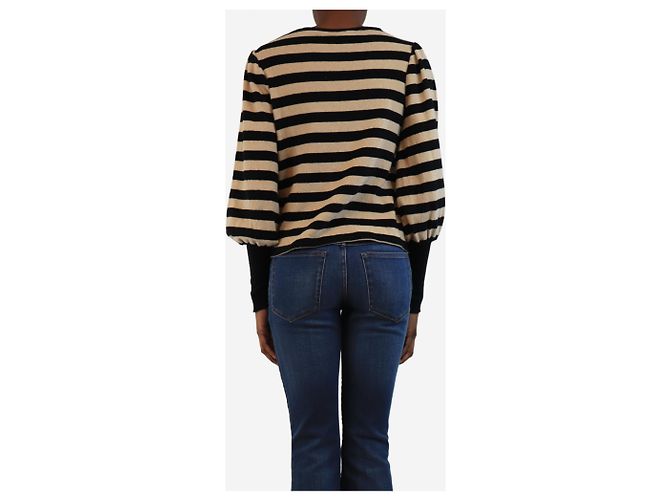 Bellerose Beige und schwarz gestreifter Pullover - Größe UK 6 - Ansicht 2