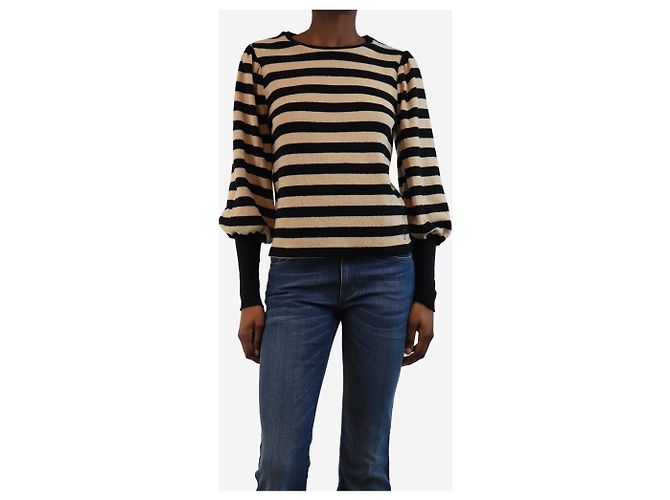 Bellerose Beige und schwarz gestreifter Pullover - Größe UK 6 - Ansicht 3