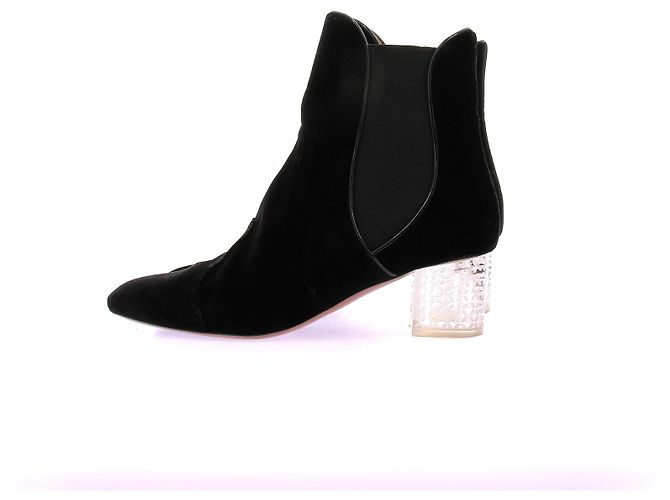 Botines Alaïa de terciopelo negro con tacón transparente - vista 3