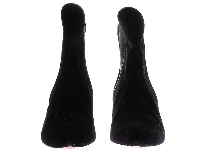 Botines Alaïa de terciopelo negro con tacón transparente - vista 4