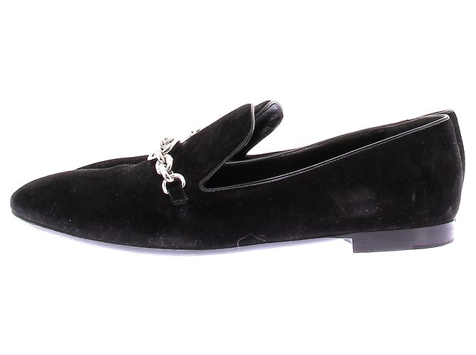 Mocassini Louis Vuitton in camoscio nero con catena - vista 3