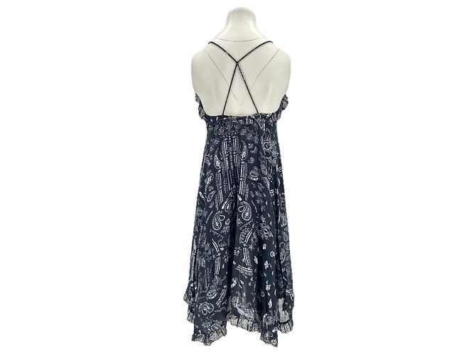 Vestido midi de seda estampado azul marino Iro - vista 2