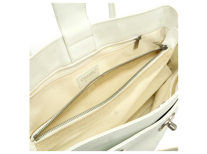 Chanel Executive Line Leder Tote Bag Weiß - Ansicht 5