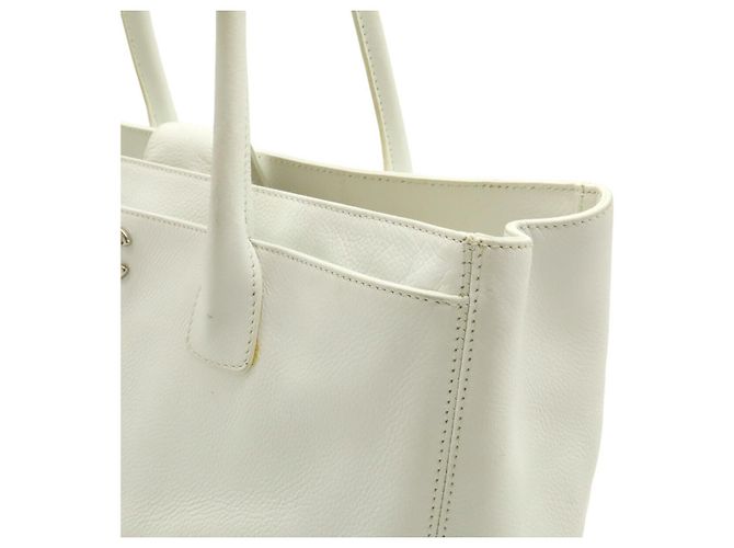 Chanel Executive Line Leder Tote Bag Weiß - Ansicht 8