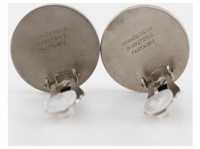 Hermès Vintage Metall Muschel Ohrringe von Hermes Silber - Ansicht 4