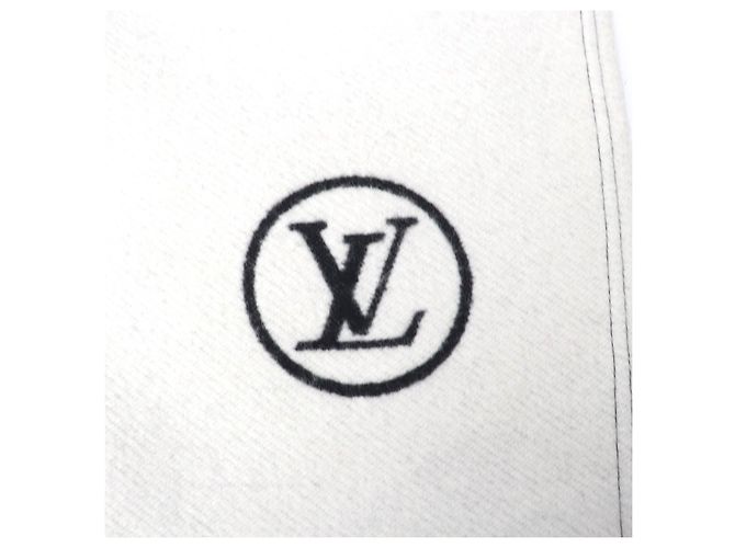 Poncho grafico LV in lana e seta Louis Vuitton Nero Beige Bordò - vista 8