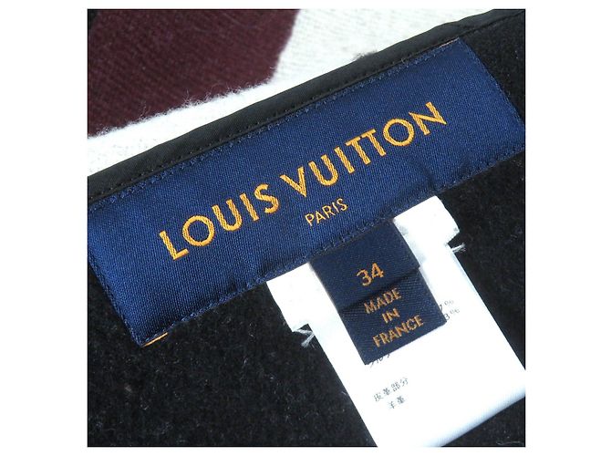 Poncho grafico LV in lana e seta Louis Vuitton Nero Beige Bordò - vista 9