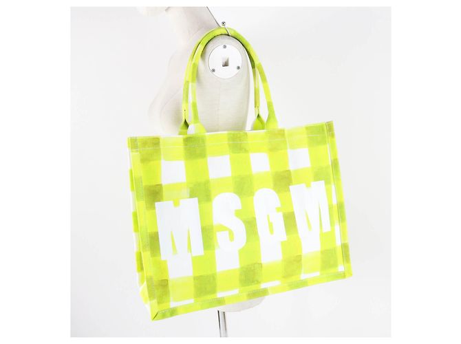 & Other Stories MSGM Logo Gingham Check Tragetasche Hellgrün - Ansicht 2