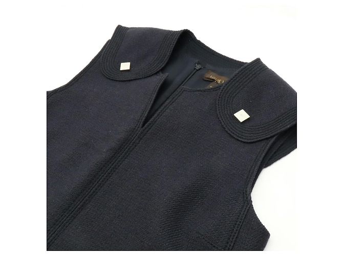 Louis Vuitton Monogram Woll-Mohair Kleid Blau Marineblau - Ansicht 3