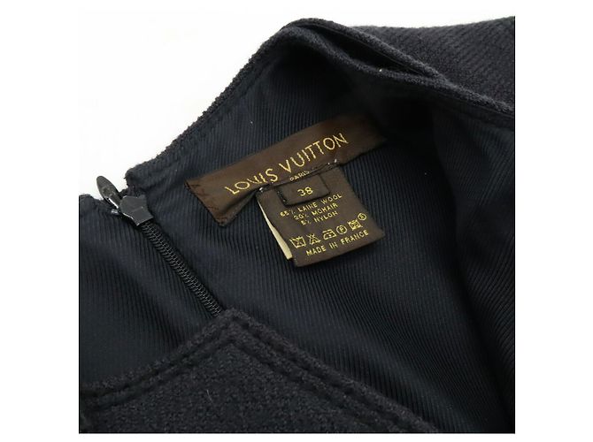 Louis Vuitton Monogram Woll-Mohair Kleid Blau Marineblau - Ansicht 9