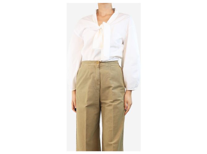 Carolina Herrera Maglietta bianca a collo a V - taglia UK 10 - vista 3