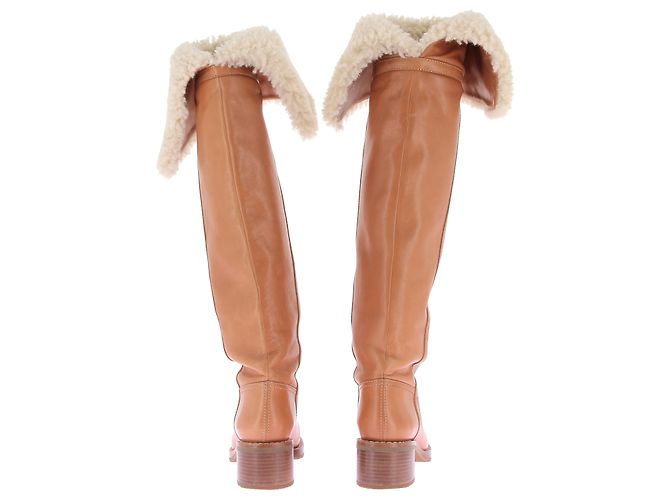 Céline Stivali in Pelle e Shearling Folco Marrone - vista 5