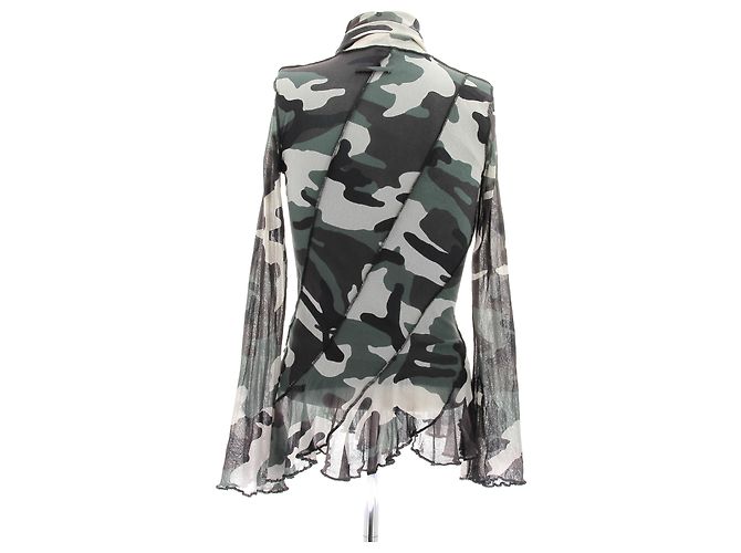 Jean Paul Gaultier Top de malla con estampado de camuflaje Caqui - vista 2