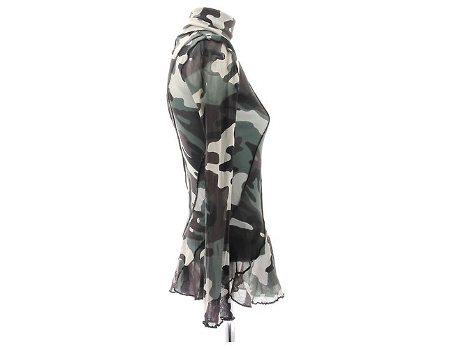 Jean Paul Gaultier Top de malla con estampado de camuflaje Caqui - vista 3