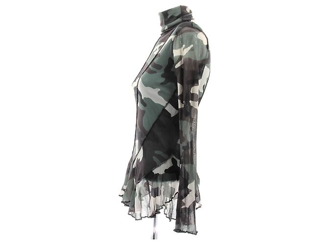 Jean Paul Gaultier Top de malla con estampado de camuflaje Caqui - vista 4
