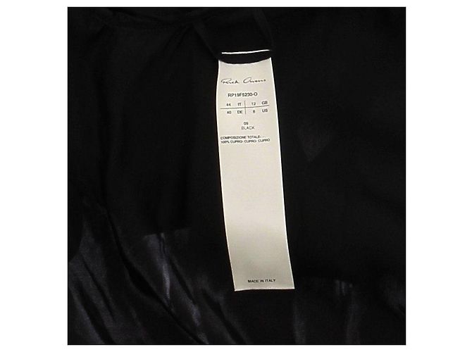 Rick Owens Kimono Larry Negro de Algodón - vista 6