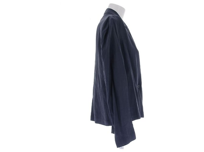 The row Veste légère bleue marine en cupro Blue - view 3