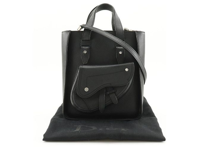 Bolso mini tote Dior Saddle de piel 2 en 1 Negro - vista 14