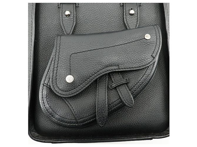 Bolso mini tote Dior Saddle de piel 2 en 1 Negro - vista 9