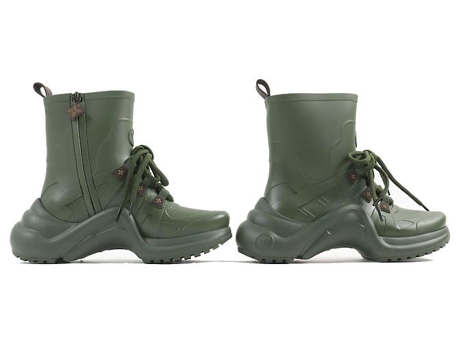Stivali da pioggia Monogram Arclight Louis Vuitton Khaki Verde Cachi - vista 3