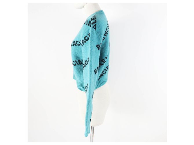 Balenciaga Suéter de Logo Jacquard de Lana Nylon Verde 34 - vista 3