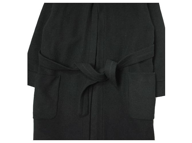 & Other Stories Abrigo de bata con bolsillo de parche Melton doble ATON Air Negro - vista 5