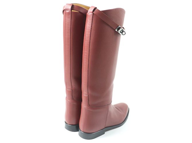 Hermès Hermes Kelly Leder Springstiefel rot 37 Lila - Ansicht 2