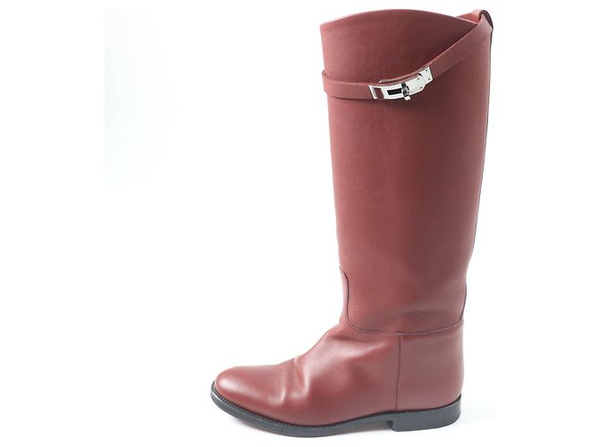 Hermès Hermes Kelly Leder Springstiefel rot 37 Lila - Ansicht 4