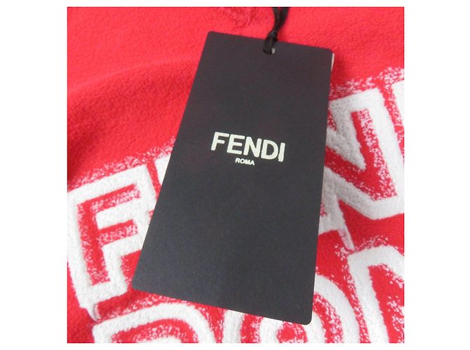 Fendi Logo Sweatshirt XXS Rot Baumwolle Mit Seitenreißverschluss - Ansicht 12