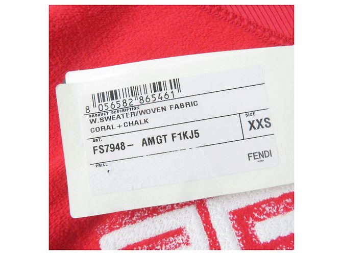 Fendi Logo Sweatshirt XXS Rot Baumwolle Mit Seitenreißverschluss - Ansicht 13