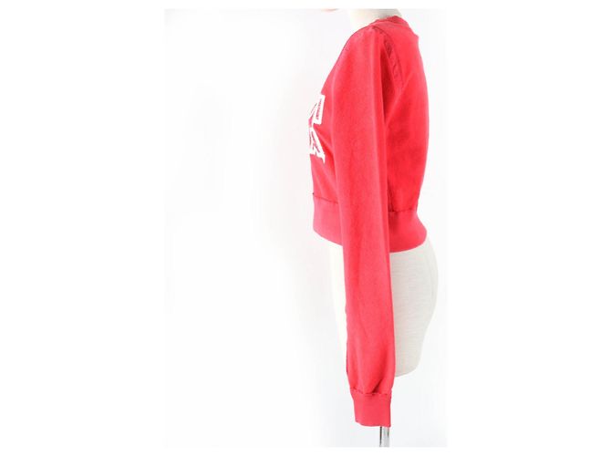 Fendi Logo Sweatshirt XXS Rot Baumwolle Mit Seitenreißverschluss - Ansicht 2