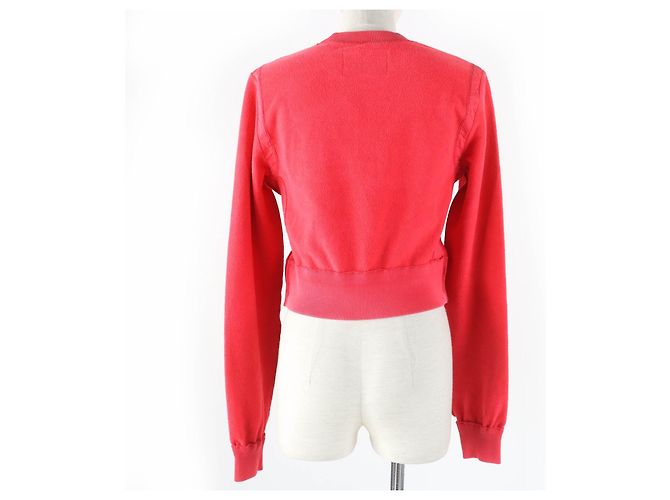 Fendi Logo Sweatshirt XXS Rot Baumwolle Mit Seitenreißverschluss - Ansicht 3