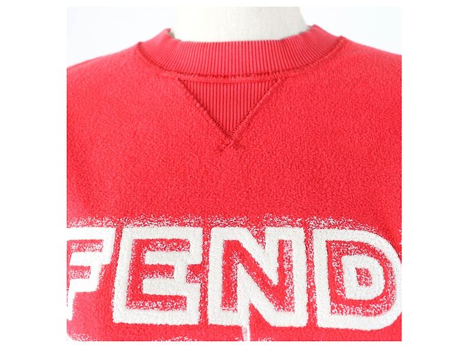 Fendi Logo Sweatshirt XXS Rot Baumwolle Mit Seitenreißverschluss - Ansicht 4