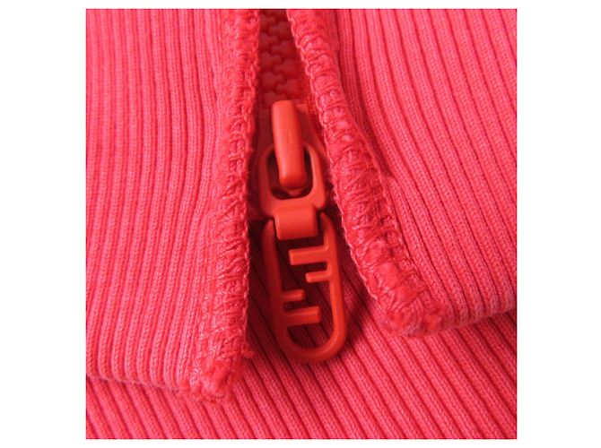 Fendi Logo Sweatshirt XXS Rot Baumwolle Mit Seitenreißverschluss - Ansicht 5
