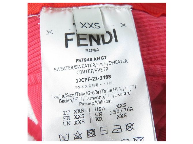 Fendi Logo Sweatshirt XXS Rot Baumwolle Mit Seitenreißverschluss - Ansicht 7