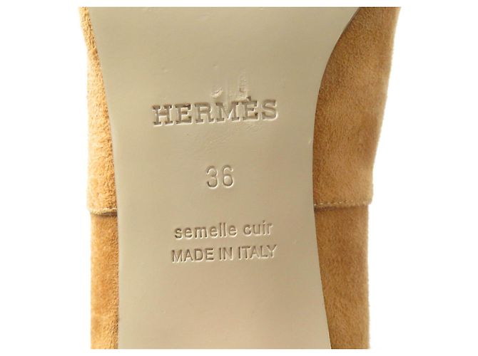 Hermès Stivali in pelle scamosciata al ginocchio Hermes 36 Marrone Marrone chiaro - vista 12