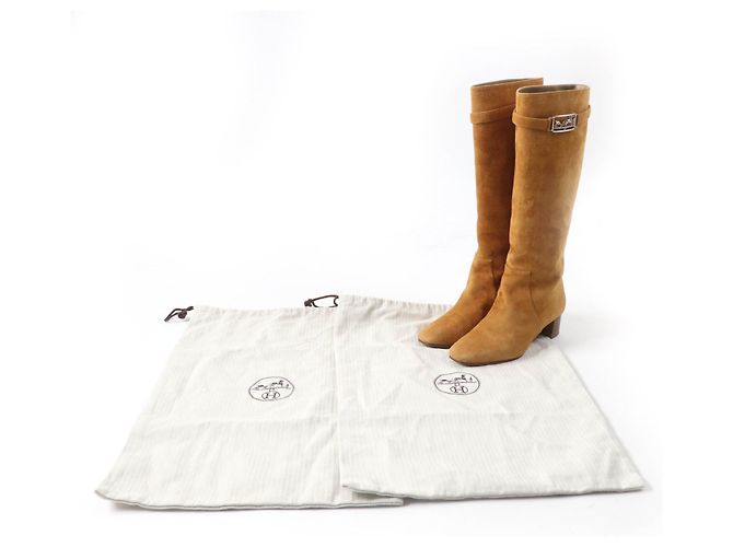 Hermès Stivali in pelle scamosciata al ginocchio Hermes 36 Marrone Marrone chiaro - vista 2