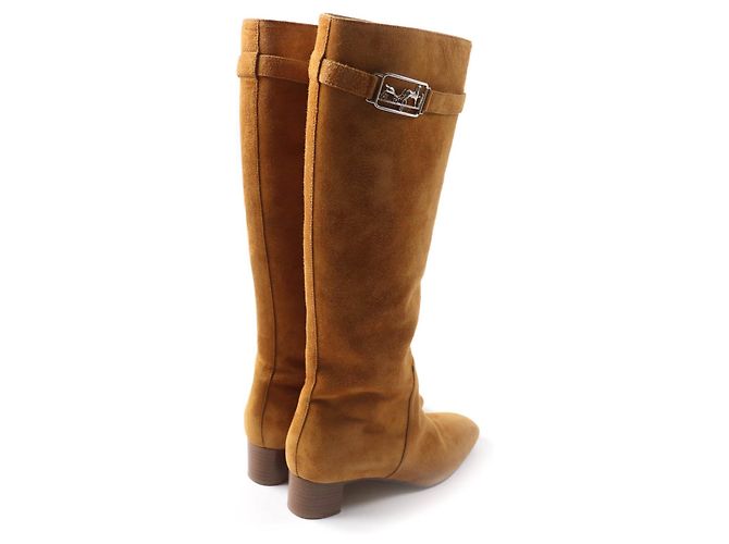 Hermès Stivali in pelle scamosciata al ginocchio Hermes 36 Marrone Marrone chiaro - vista 3